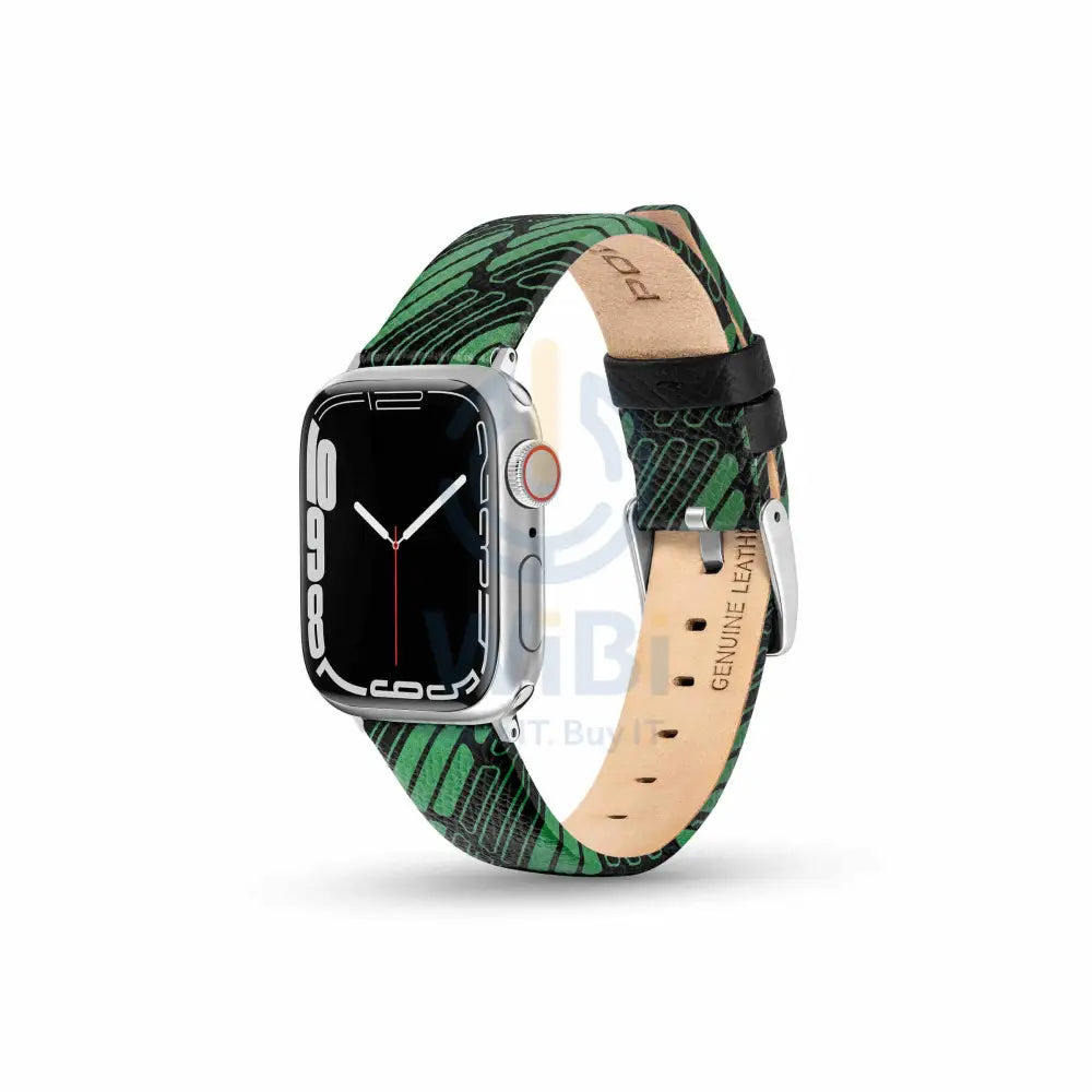 Police Mono Apple Watch Ultra/45/44/42mm Smart Watch 22mm Leather Strap - Green Accessories > Smart Watches