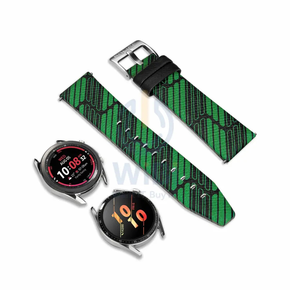 Police Mono Apple Watch Ultra/45/44/42mm Smart Watch 22mm Leather Strap - Green Accessories > Smart Watches