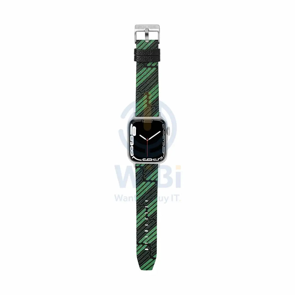 Police Mono Apple Watch Ultra/45/44/42mm Smart Watch 22mm Leather Strap - Green Accessories > Smart Watches