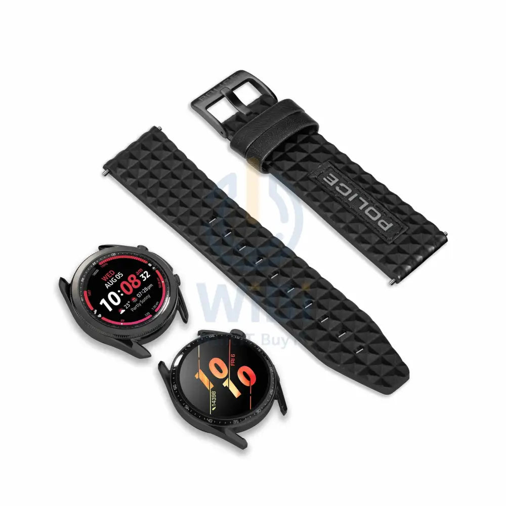 Police Pyramid Apple Watch 38/40/41mm Smart Watch 20mm Leather Gun Strap - Black Accessories > Smart Watches