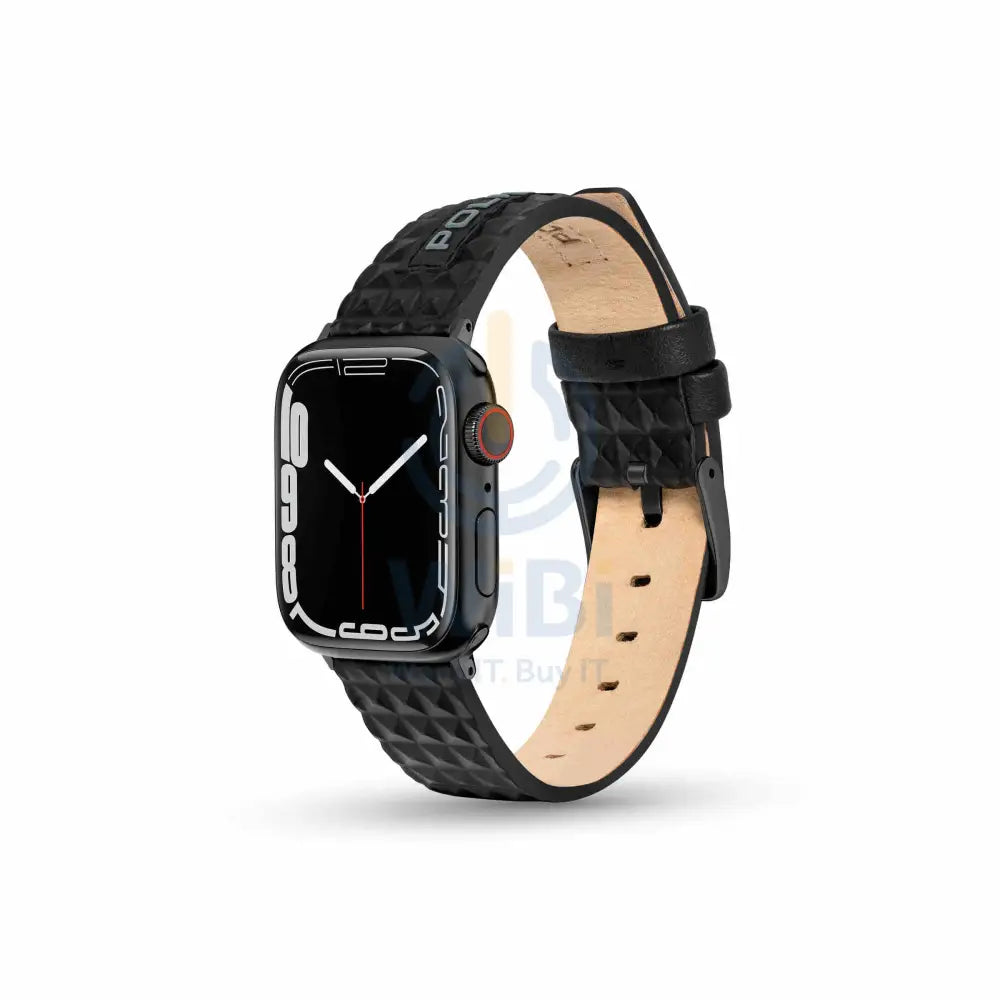 Police Pyramid Apple Watch 38/40/41mm Smart Watch 20mm Leather Gun Strap - Black Accessories > Smart Watches