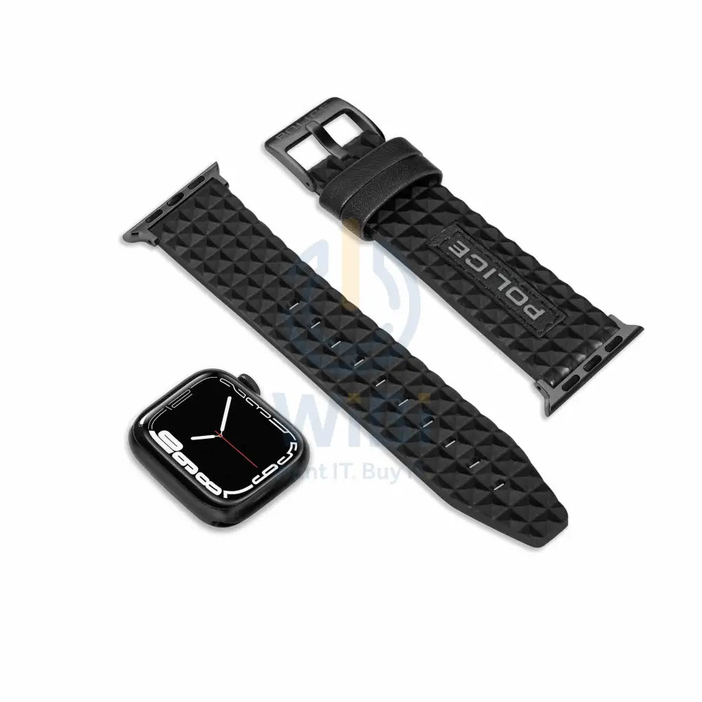 Police Pyramid Apple Watch 38/40/41mm Smart Watch 20mm Leather Gun Strap - Black Accessories > Smart Watches