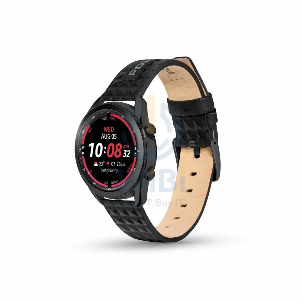 Police Pyramid Apple Watch 38/40/41mm Smart Watch 20mm Leather Gun Strap - Black Accessories > Smart Watches
