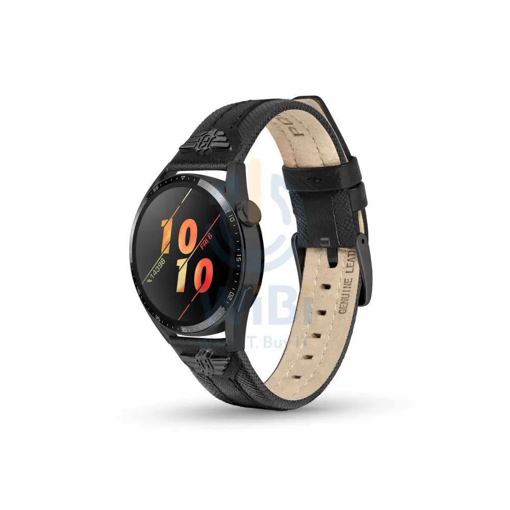 Police Wings Apple Watch 38/40/41 Smart Watch 20mm Leather (Gun Metal Buckle) Strap - Black Accessories > Smart Watches