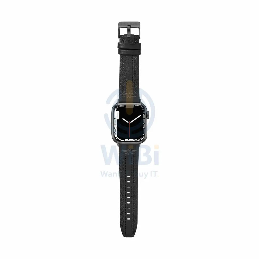 Police Wings Apple Watch 38/40/41 Smart Watch 20mm Leather (Gun Metal Buckle) Strap - Black Accessories > Smart Watches
