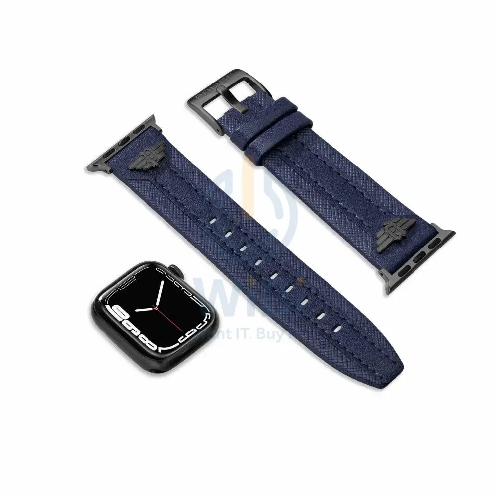 Police Wings Apple Watch 38/40/41 Smart Watch 20mm Leather (Gun Metal Buckle) Strap - Blue Accessories > Smart Watches