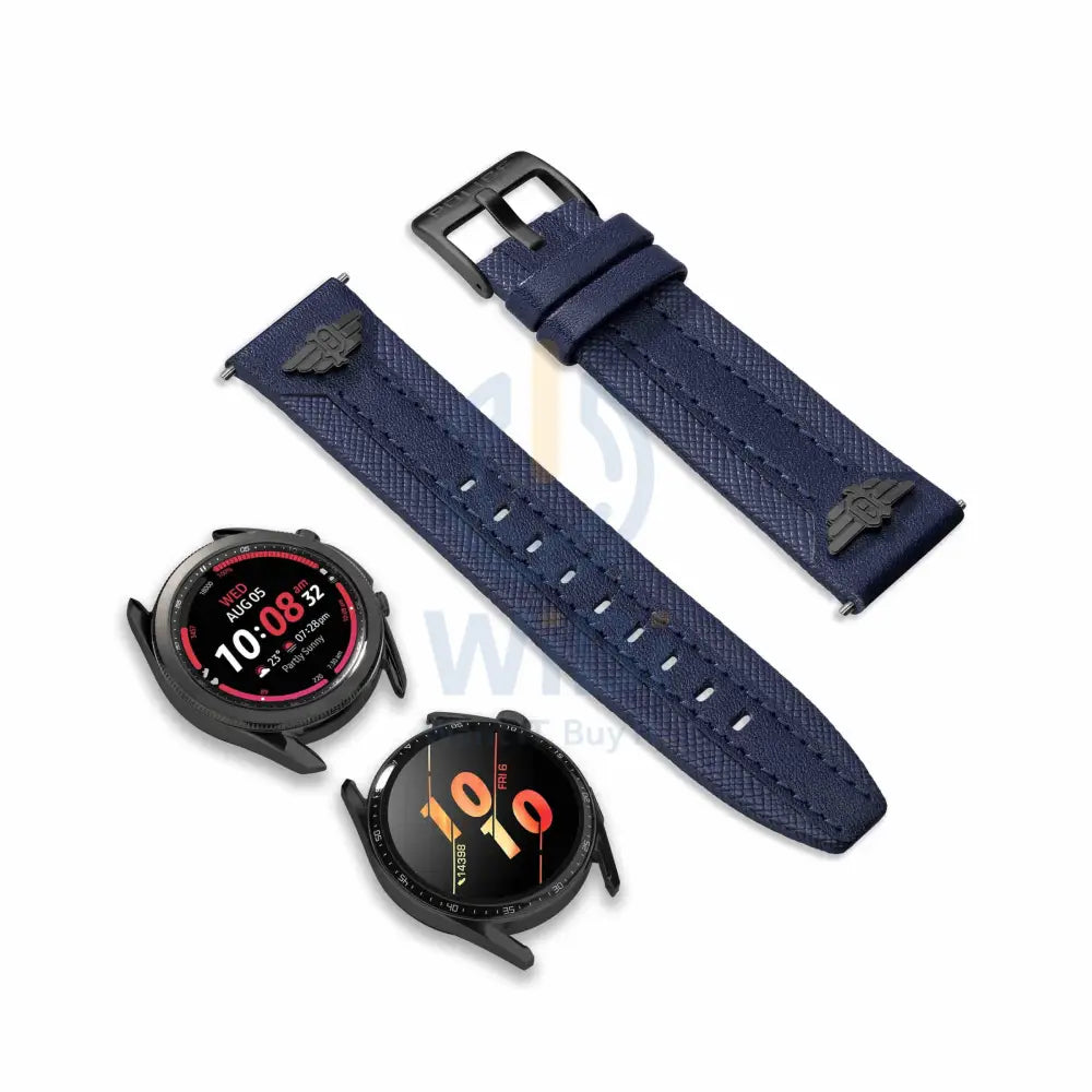 Police Wings Apple Watch 38/40/41 Smart Watch 20mm Leather (Gun Metal Buckle) Strap - Blue Accessories > Smart Watches