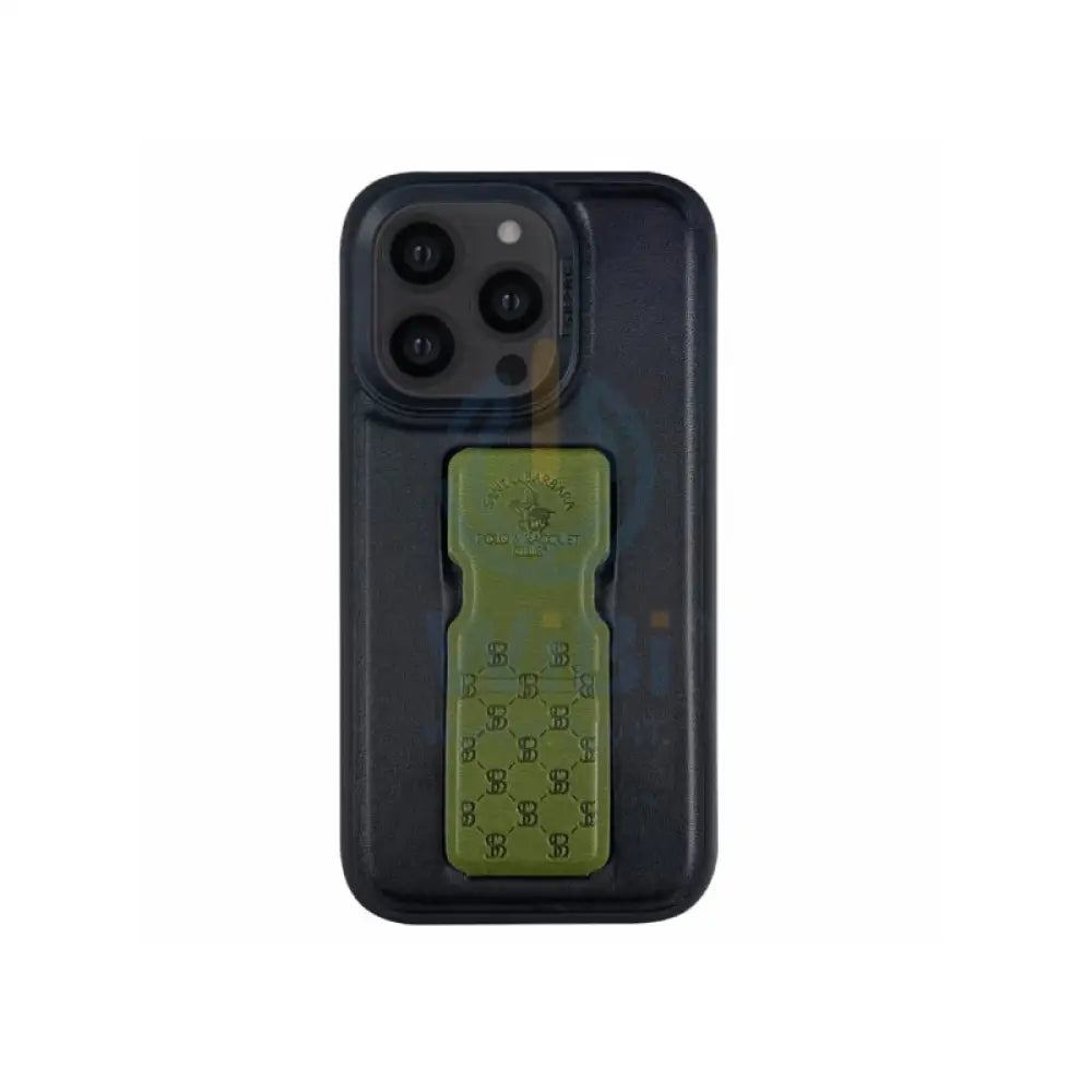 Polo Parker Magnetic Bracket Genuine Santa Barbara Leather Case - iPhone14 Max / Green Accessories > Mobiles & Tablets