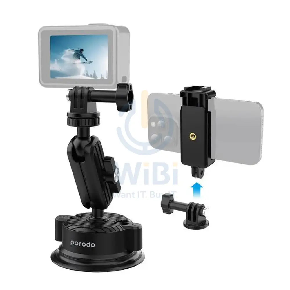 Porodo 2 in 1 Mobile and Camera Mount with Suction Base Accessories > Cameras