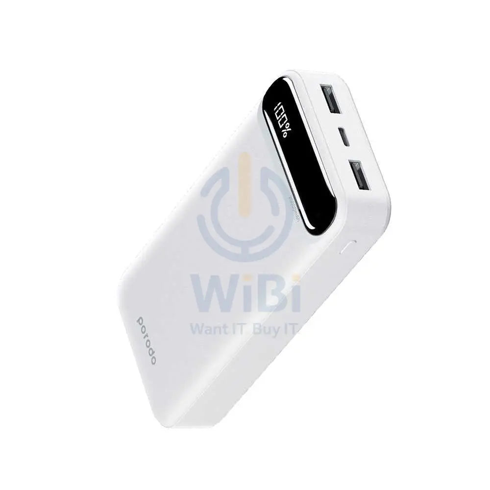 Porodo 20000mAh Power Bank Charge Two Devices Simultaneously - White Accessories > Power Bank
