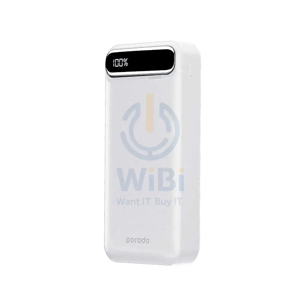 Porodo 20000mAh Power Bank Charge Two Devices Simultaneously - White Accessories > Power Bank