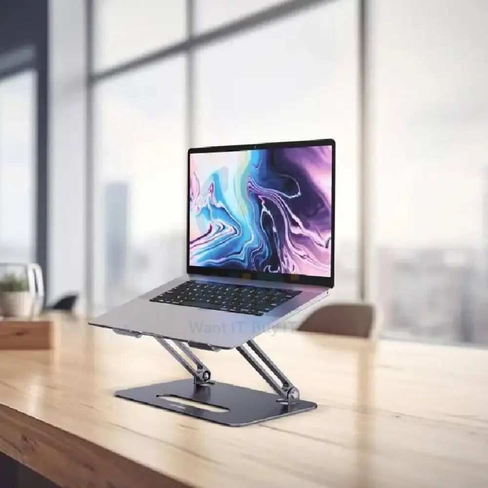 Porodo Adjustable Laptop Stand with Cooling Fan - Grey Accessories > Mobiles & Tablets > Mobiles > Mobile Holder