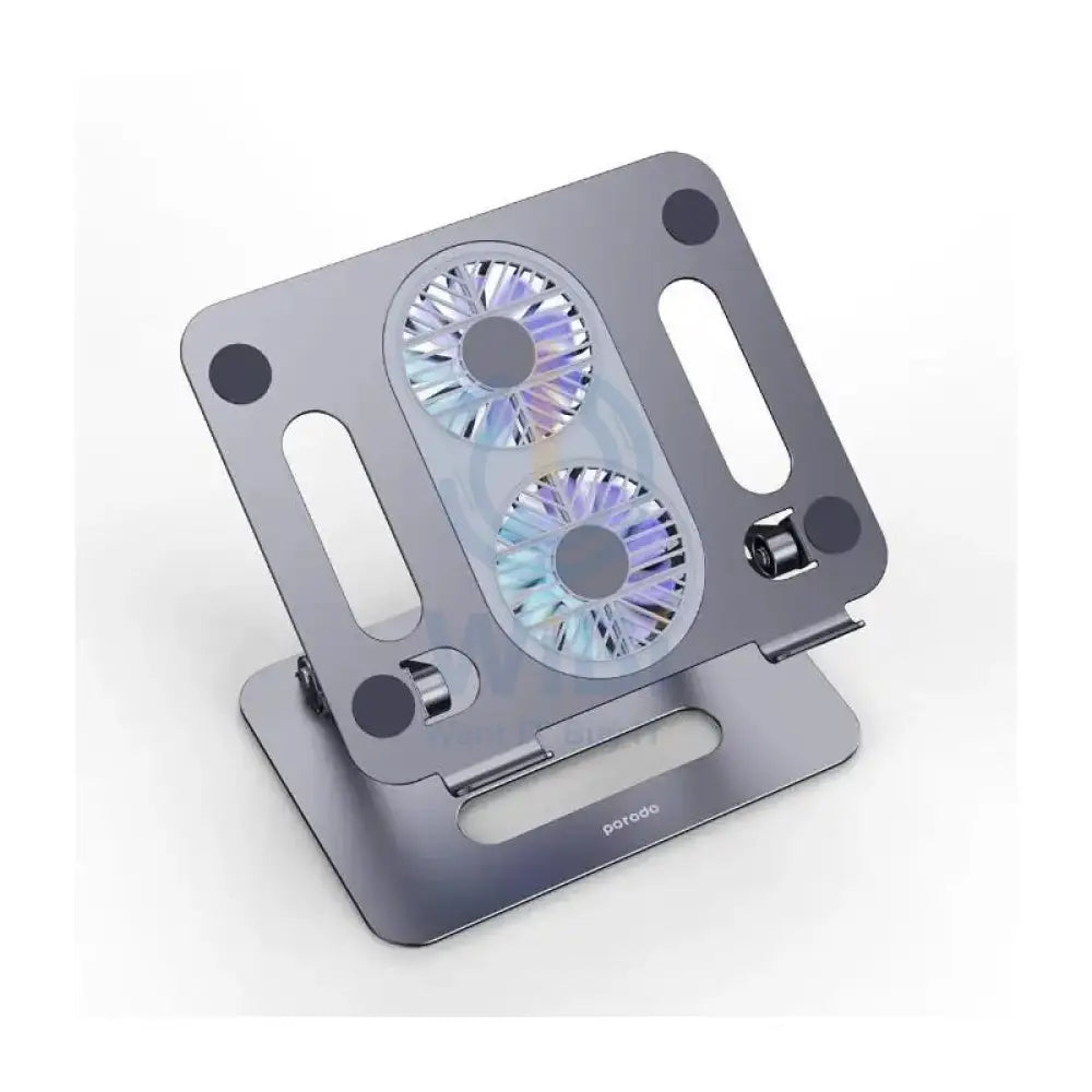 Porodo Adjustable Laptop Stand with Cooling Fan - Grey Accessories > Mobiles & Tablets > Mobiles > Mobile Holder