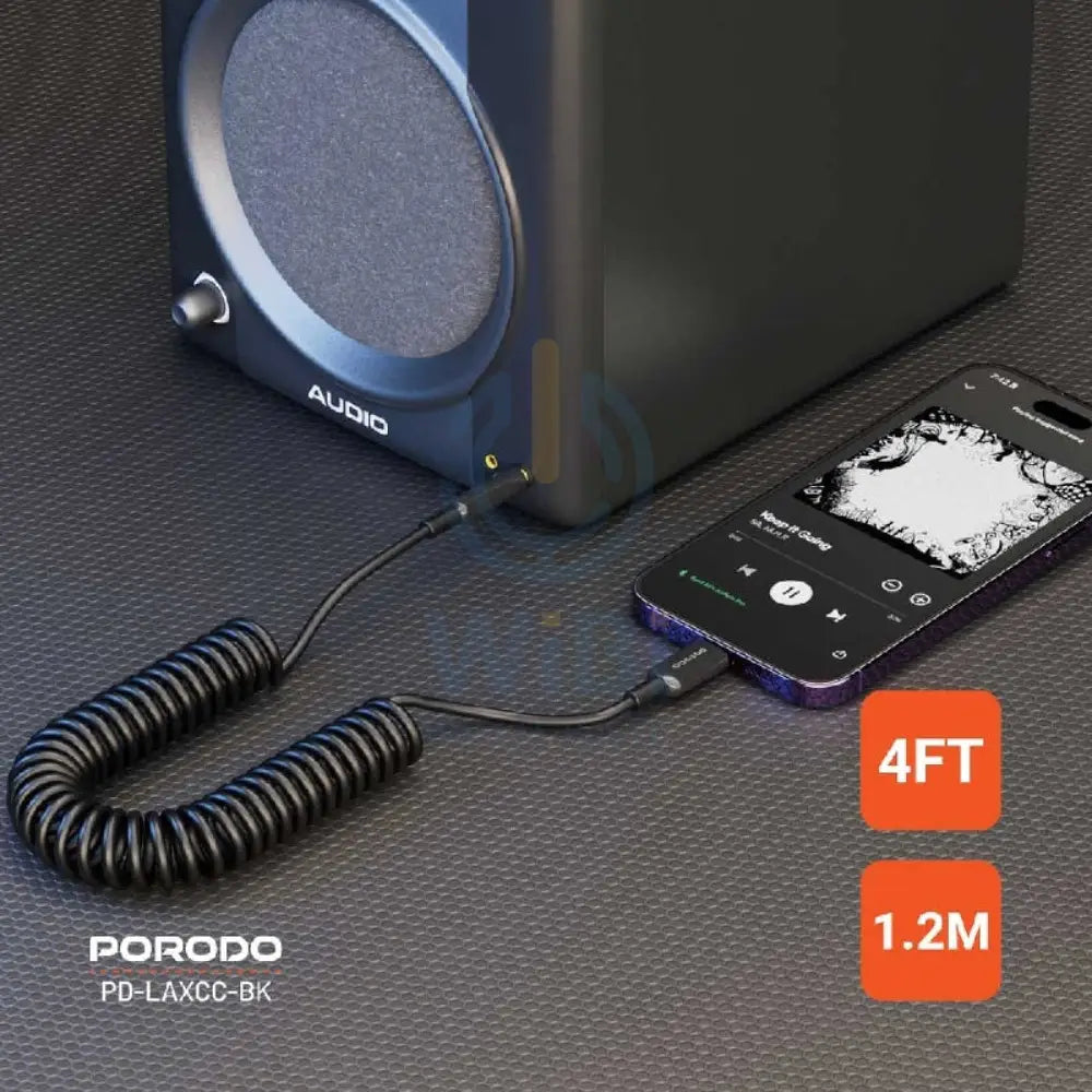 Porodo Audio Data Cable - 1.2M / Lightning / 3.5mm Jack / Black Accessories > Cables & Converters > Cables