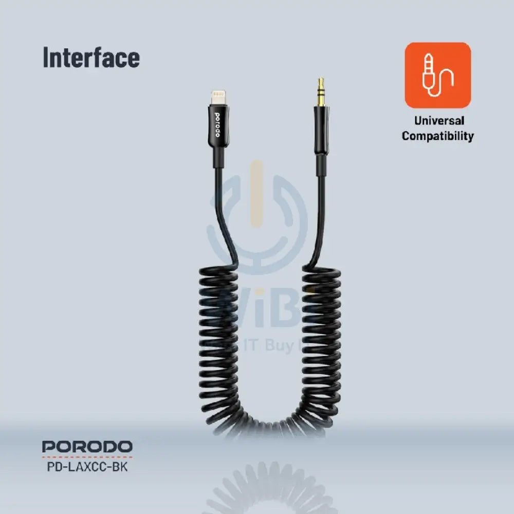 Porodo Audio Data Cable - 1.2M / Lightning / 3.5mm Jack / Black Accessories > Cables & Converters > Cables