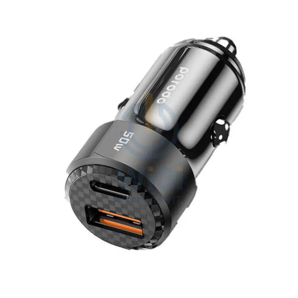 Porodo Black 50W Dual Port Car Charger PD 20W QC 30W with USB-C to Lightning Cable - Black Accessories > Mobiles &