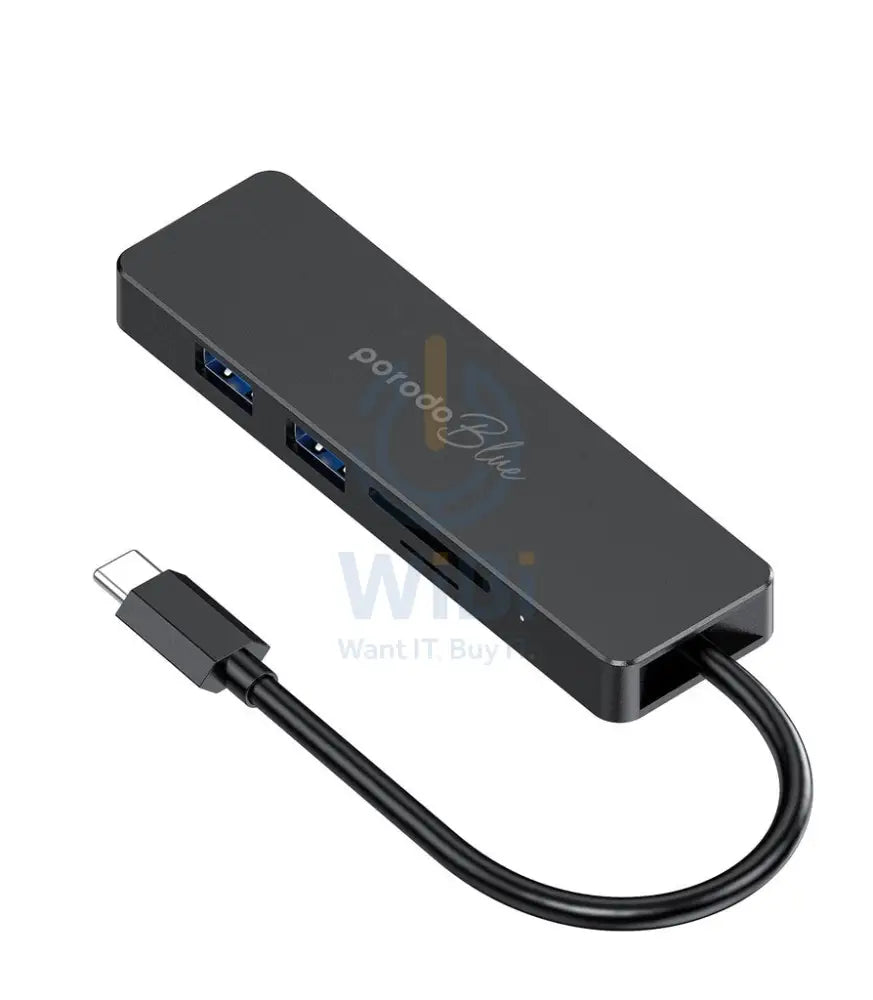 Porodo Blue 5 in 1 USB-C Hub HDMI USB SD MicroSD - Black Accessories > USB Hub > Offer Zone