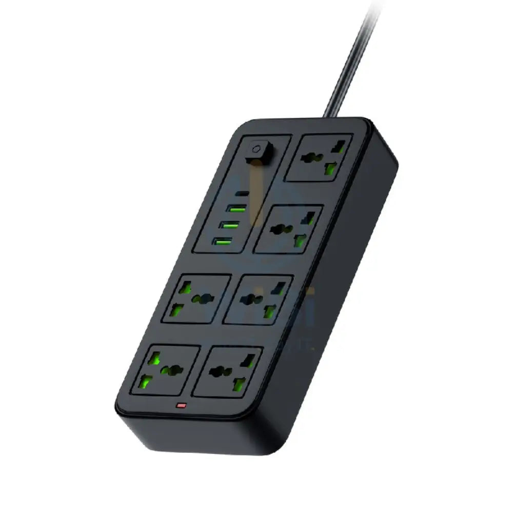 Porodo Blue 6 Universal Sockets Power Strip - 3 Meter / Black Accessories > Power Adapters