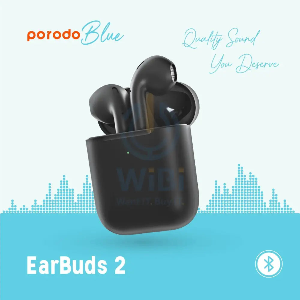 Porodo Blue Deep Bass Wireless Earbuds 2 - Black Accessories > Audio > Headphones > Offer Zone