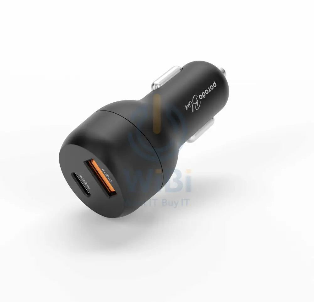 Porodo Blue Dual Port Car Charger 38W - Black Accessories > Power Adapters