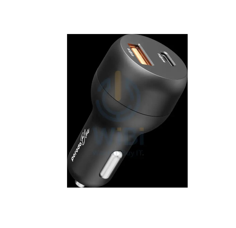 Porodo Blue Dual Port Car Charger 38W - Black Accessories > Power Adapters
