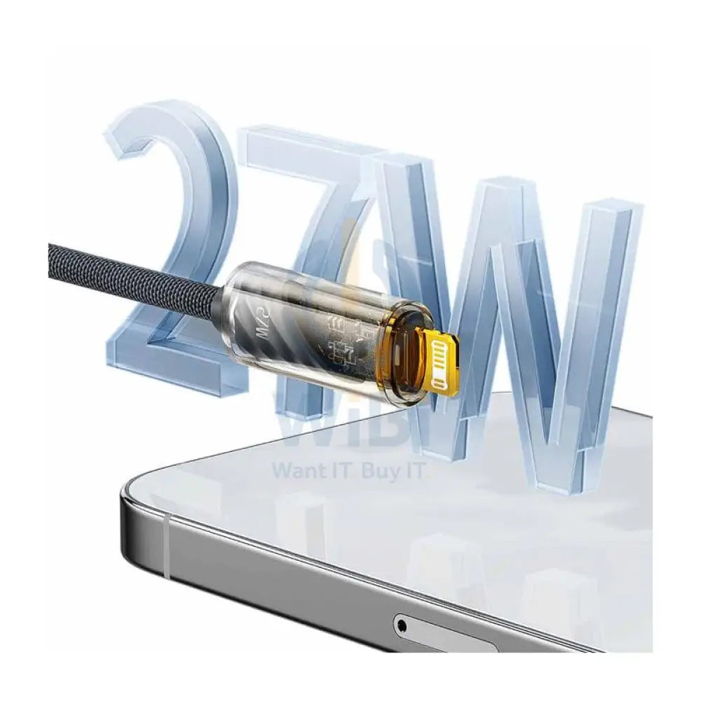 Porodo Braided Cable With Transparent Head - 1M / 27W / USB-C / Lightning Accessories > Cables & Converters > Cables