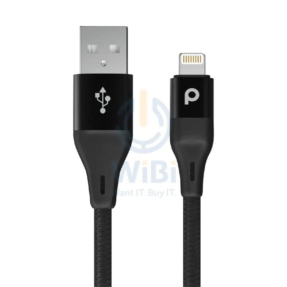 Porodo Braided USB-A to Lightning (2.4A 2.2m) - Black Accessories > Cables & Converters > Cables