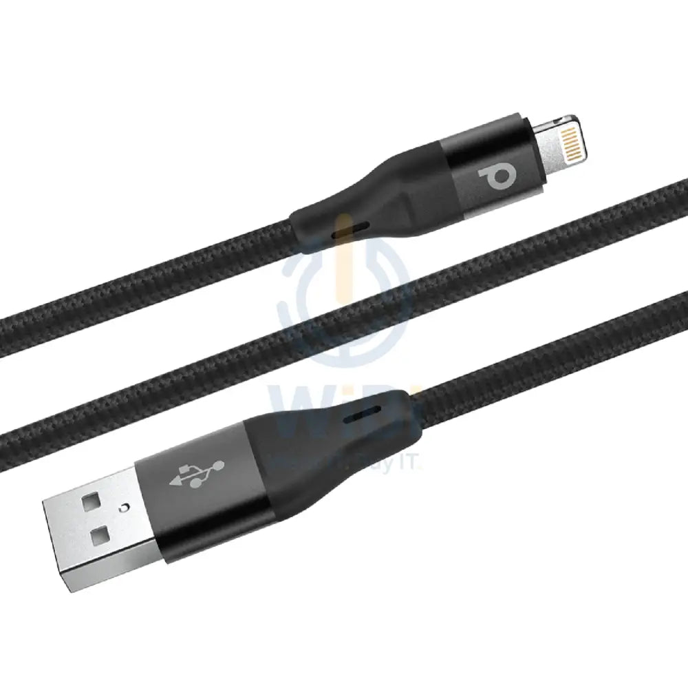 Porodo Braided USB-A to Lightning (2.4A 2.2m) - Black Accessories > Cables & Converters > Cables