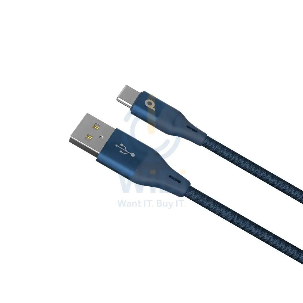 Porodo Braided USB-A to Type-C (3A 1.2m) - Blue Accessories > Cables & Converters > Cables