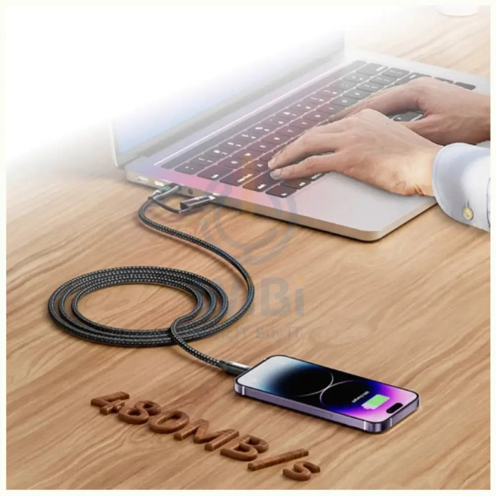 Porodo Dual-Connector Type-C Fast Charging Cable With Power Display - 1.2 Meter / Black Accessories > Cables &