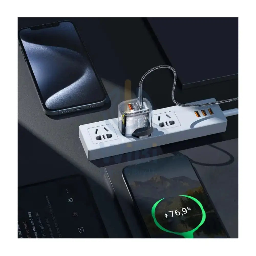 Porodo Dual Output Transparent Quick Charger with Cable - 20W / 1.2 Meter / Black Accessories > Power Adapters