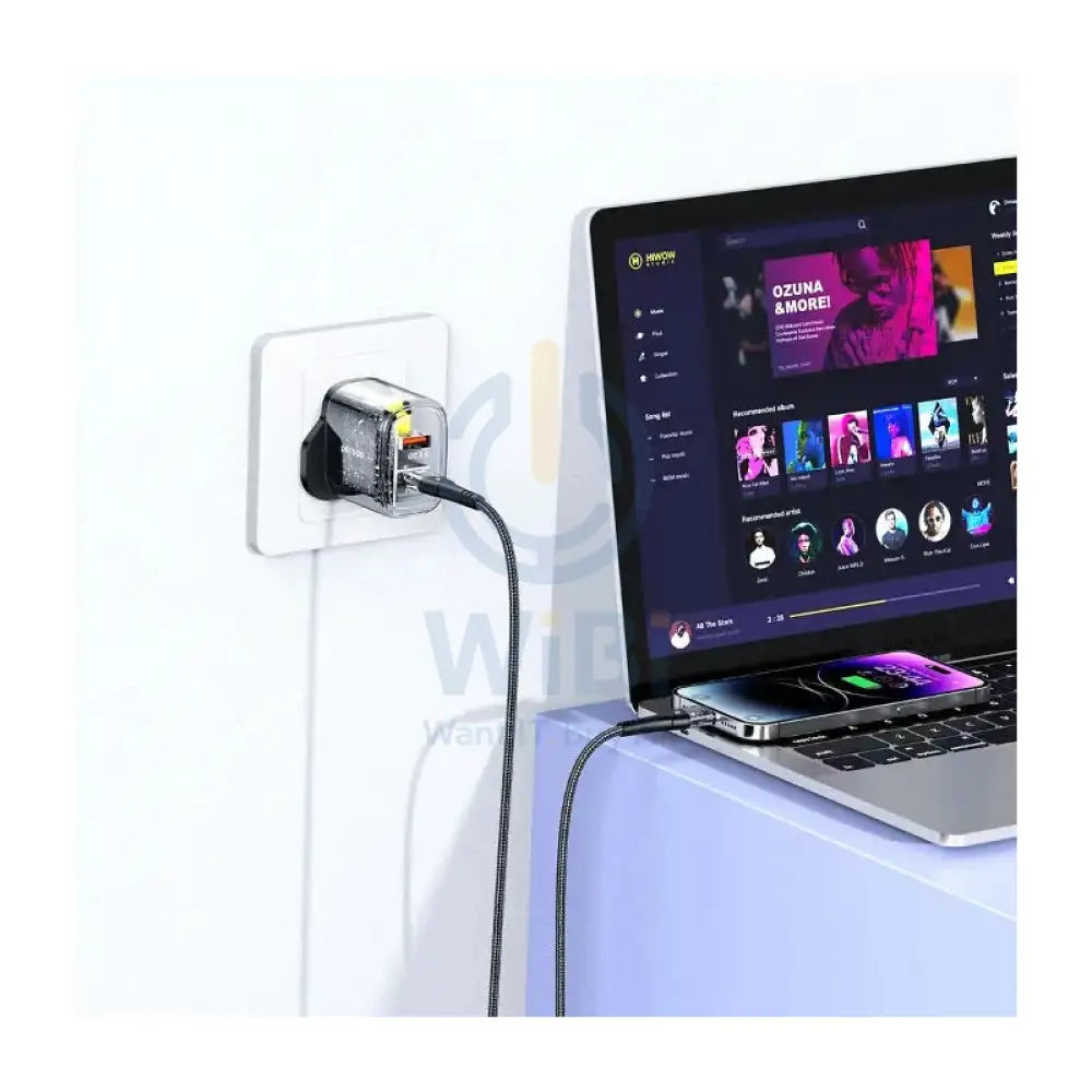 Porodo Dual Output Transparent Quick Charger with Cable - 20W / 1.2 Meter / Black Accessories > Power Adapters