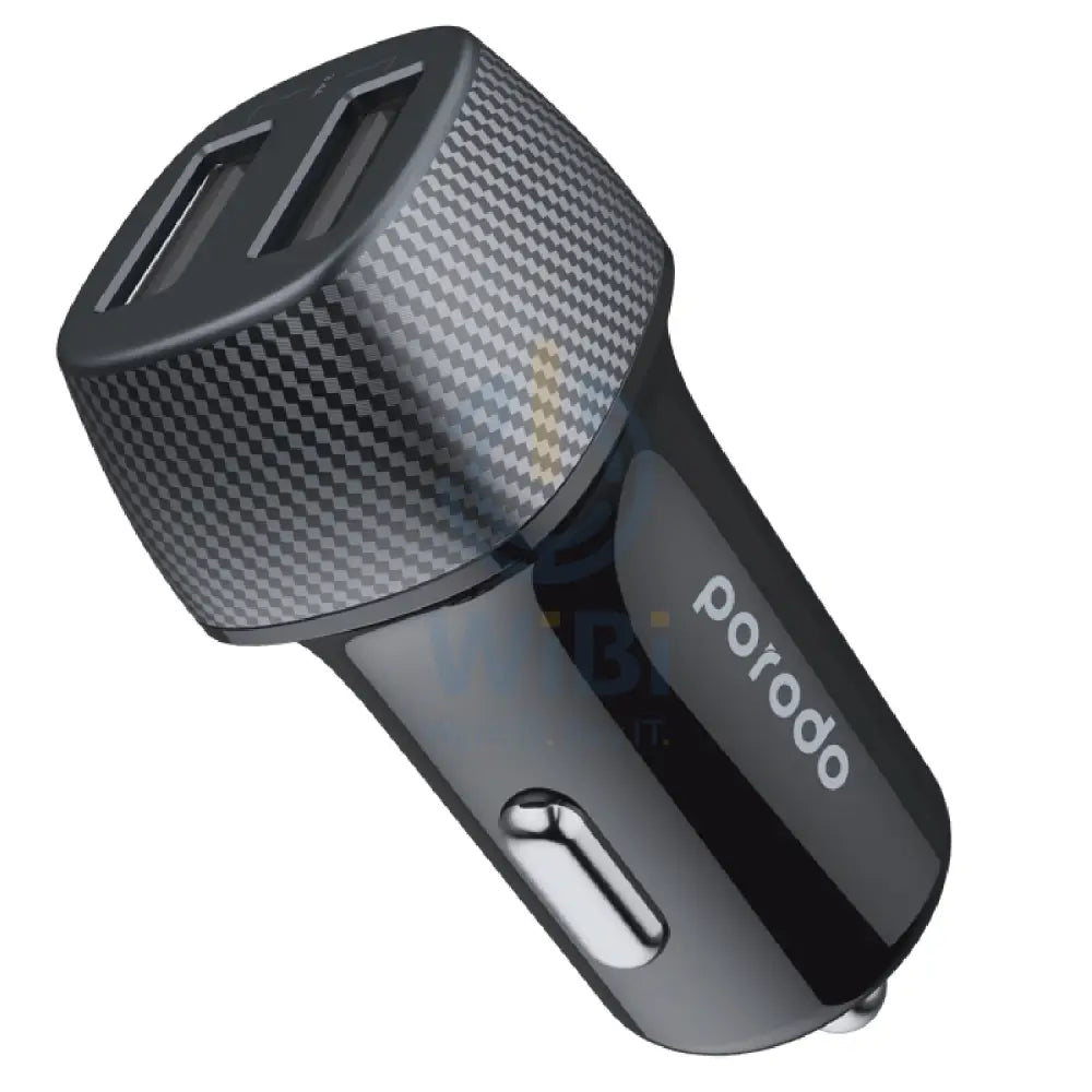 Porodo Dual Port Car Charger 3.4A With 0.9m/3ft Lightning Cable - Black Accessories > Power Adapters