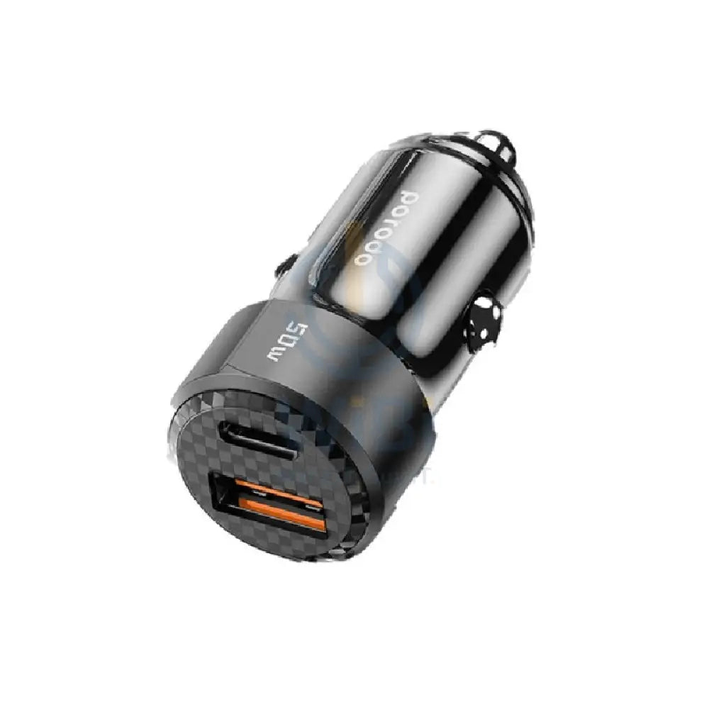 Porodo Dual Port Car Charger with USB-to USB-C Cable - 50W / Black Accessories > Mobiles & Tablets > Mobiles > Car