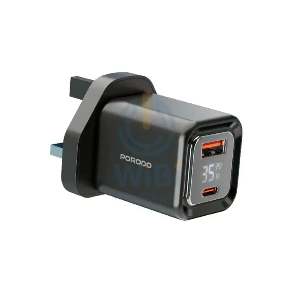 Porodo Dual Port Digital Display Quick Charger - 35W / Black Accessories > Power Adapters