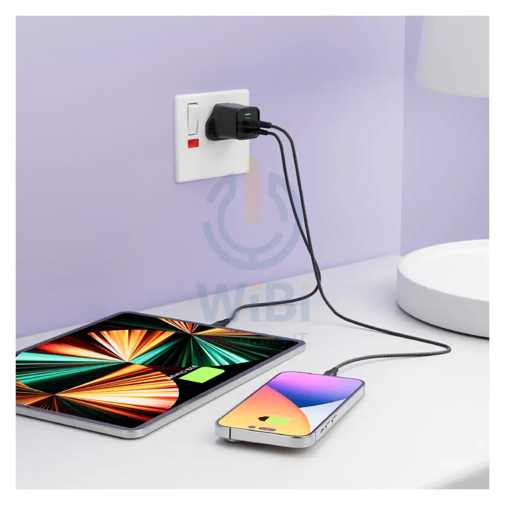 Porodo Dual Port Multi-Device Wall Charger With Integrated Watch Charger - Black Accessories > Power Adapters