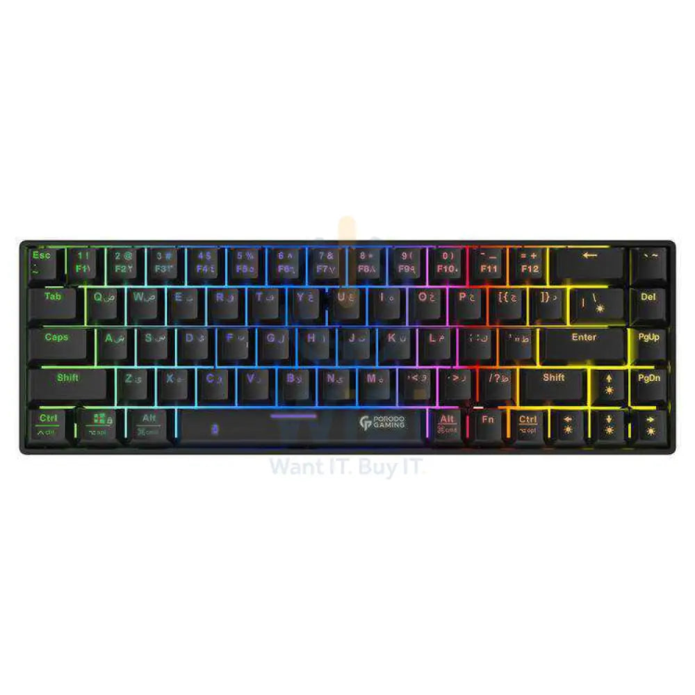 Porodo Gaming 68Keys Mechanical Keyboard with Wired and Bluetooth Dual Version - Black Accessories > Keyboard & Mouse >