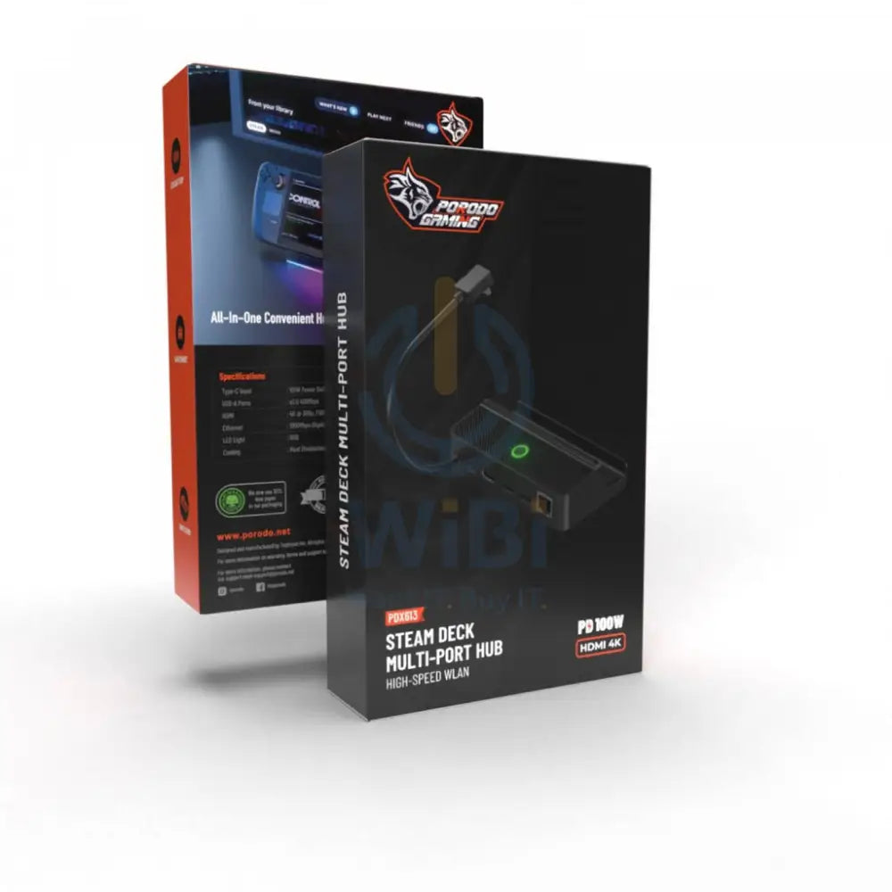 Porodo Gaming Steam Deck Multi-Port HUB High-Speed Wlan - Black Accessories > Other Accessories > Gaming Zone