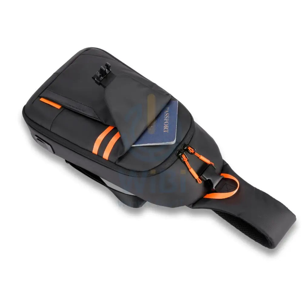 Porodo Gaming Water-Resistant PU Sling Bag With USB-C Port - Black Accessories > Bag > Offer Zone