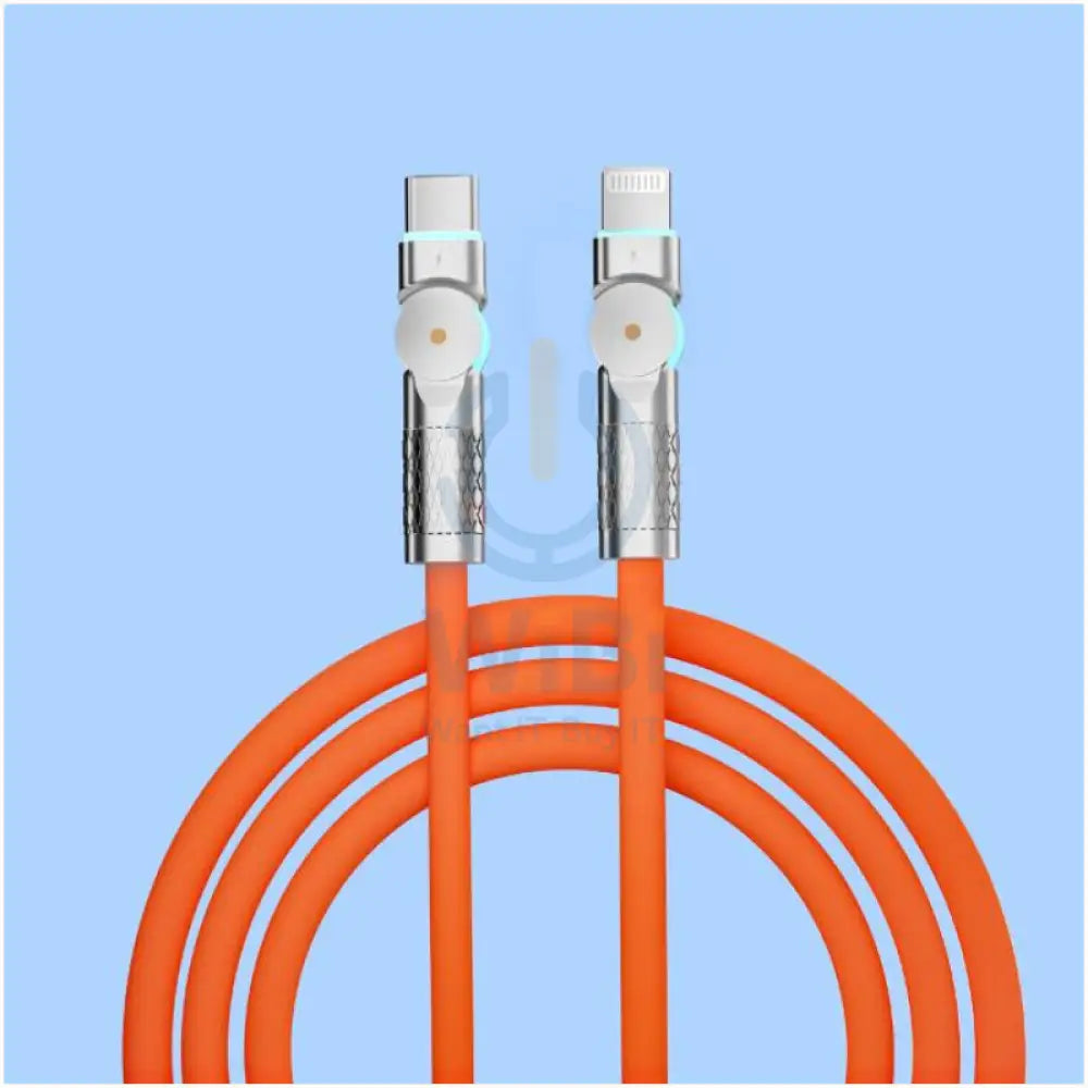 Porodo High-Speed Rotating Connector Data Cable - USB-C / Lightning / 30W / 1 Meter / Orange Accessories > Cables &