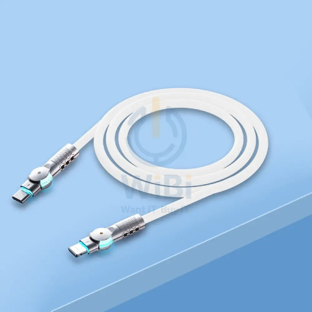 Porodo High-Speed Rotating Connector Data Cable - USB-C / Lightning / 30W / 1 Meter / White Accessories > Cables &