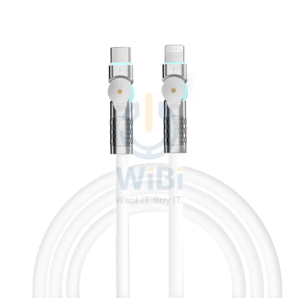Porodo High-Speed Rotating Connector Data Cable - USB-C / Lightning / 30W / 1 Meter / White Accessories > Cables &