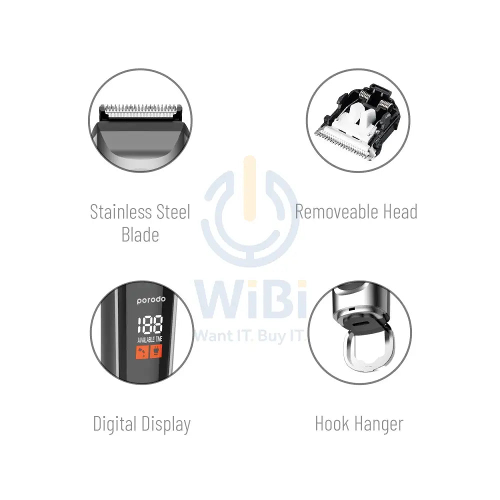 Porodo Lifestyle High-Precision Beard Trimmer With Digital Display - Black Accessories > Smart Devices