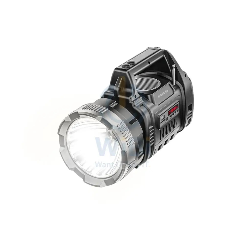 Porodo LifeStyle Outdoor 10W 3 in 1 Flashlight with FM Radio and Bluetooth Speaker - Black/Grey Accessories > Audio >
