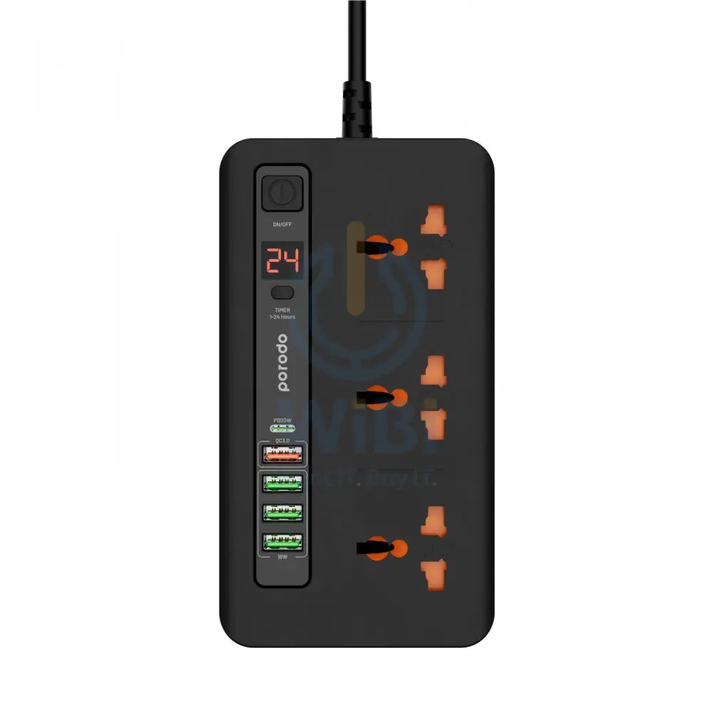 Porodo Multi-Port Power HUB 4 USB-A/USB-C Ultimate Home & Office Kit - 2Meter - Black Accessories > Power > Power