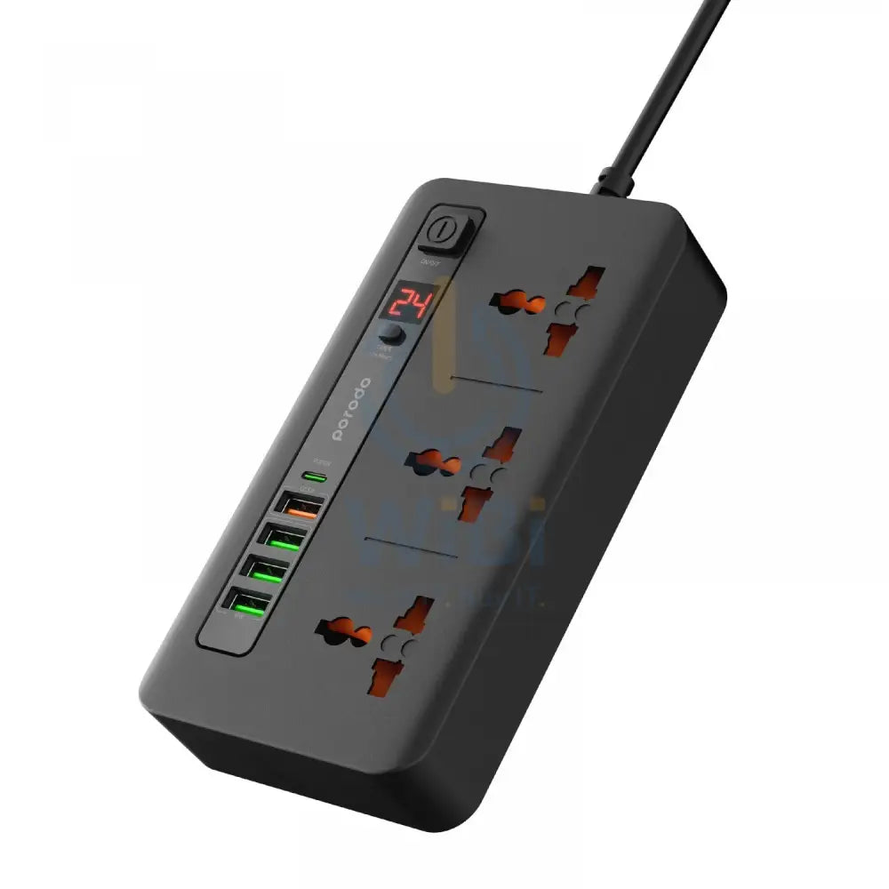 Porodo Multi-Port Power HUB 4 USB-A/USB-C Ultimate Home & Office Kit - 2Meter - Black Accessories > Power > Power
