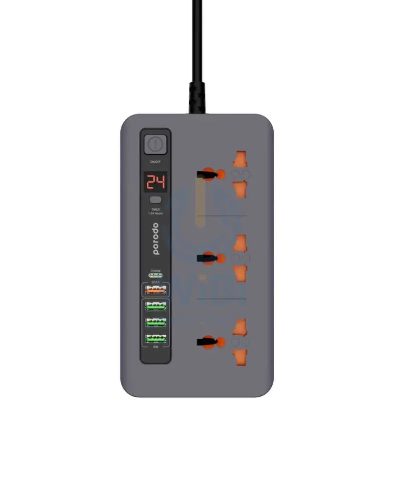 Porodo Multi-Port Power HUB 4 USB-A/USB-C Ultimate Home & Office Kit - 2Meter - Gray Accessories > Power > Power