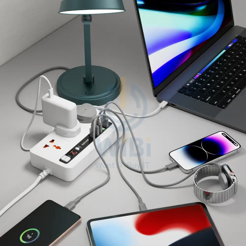 Porodo Multi-Port Power HUB 4 USB-A/USB-C Ultimate Home & Office Kit - 2Meter - White Accessories > Power > Power