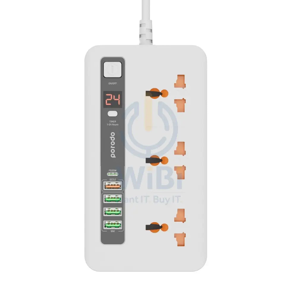 Porodo Multi-Port Power HUB 4 USB-A/USB-C Ultimate Home & Office Kit - 2Meter - White Accessories > Power > Power