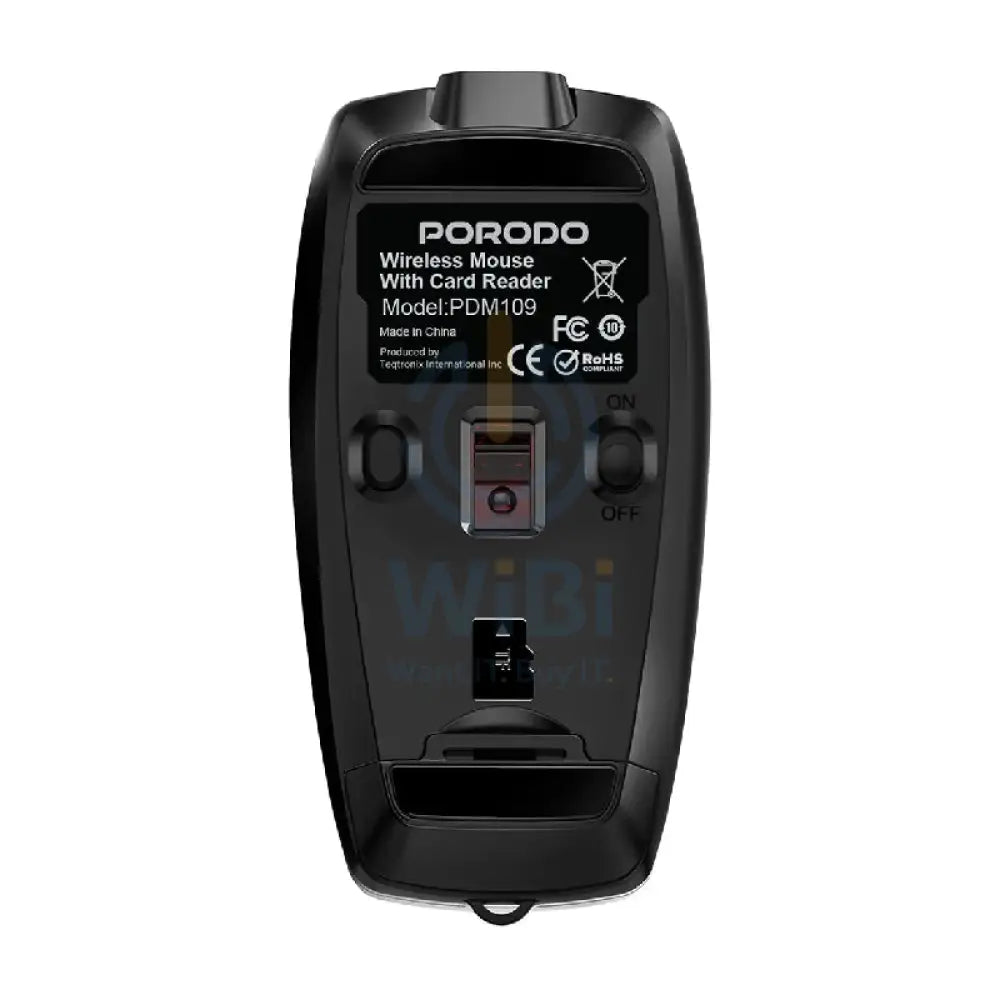 Porodo PDM109 Wireless Mouse with Card Reader 1600dpi / Bluetooth / 120mAh / Black Accessories > Keyboard & Mouse